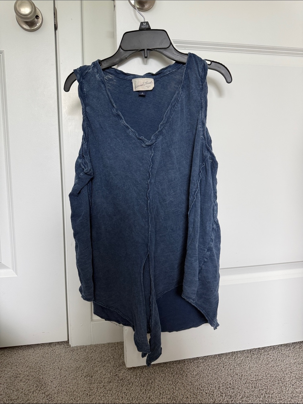 Universal Thread Washed Navy V-Neck Raw-Edge Tank